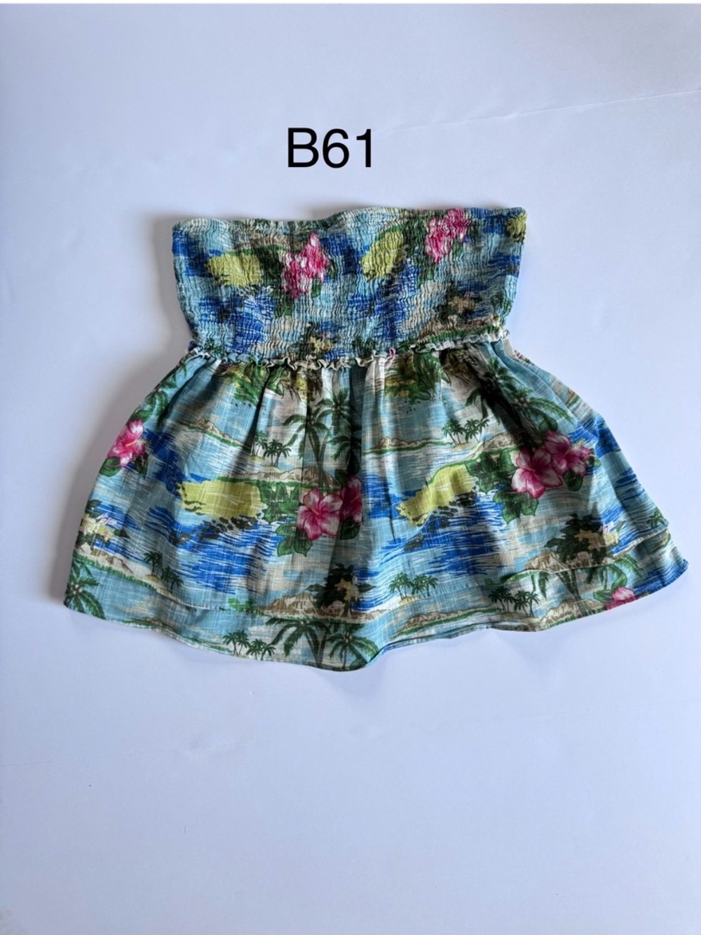 Mossimo Supply Co. Blue, Green & Pink Tropical Strapless Top,Size Large - Picture 2 of 6